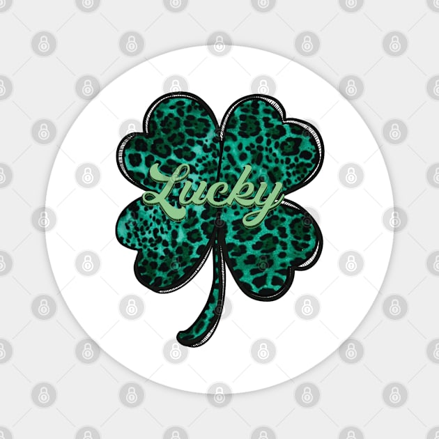 Shamrock Green Cheetah Pattern Lucky Magnet by Sheila’s Studio